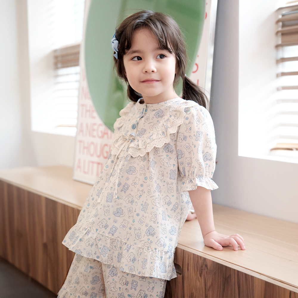 여아 남아 잠옷 유아 키즈 파자마 곰돌이 라인베어(순면) - 상세 이미지 3