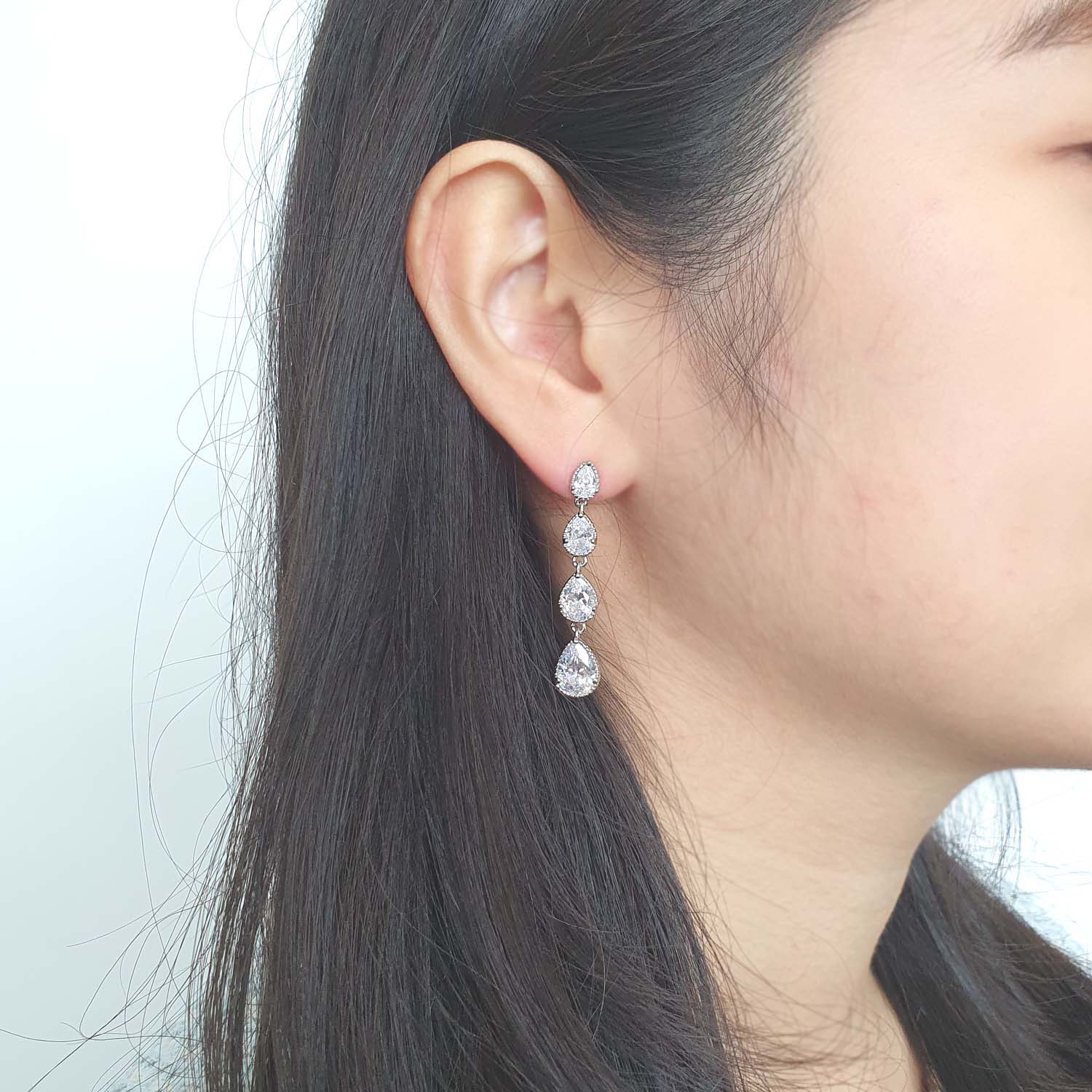 야랑쥬얼리 4 Stage 큐빅 드롭 Stud 귀걸이 이미지 7