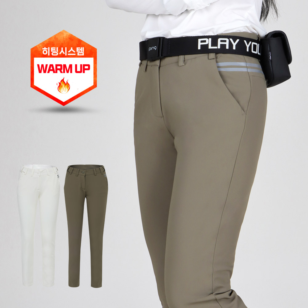 화이트베어 허리밴딩 스판 여성 기모 골프바지 WB006