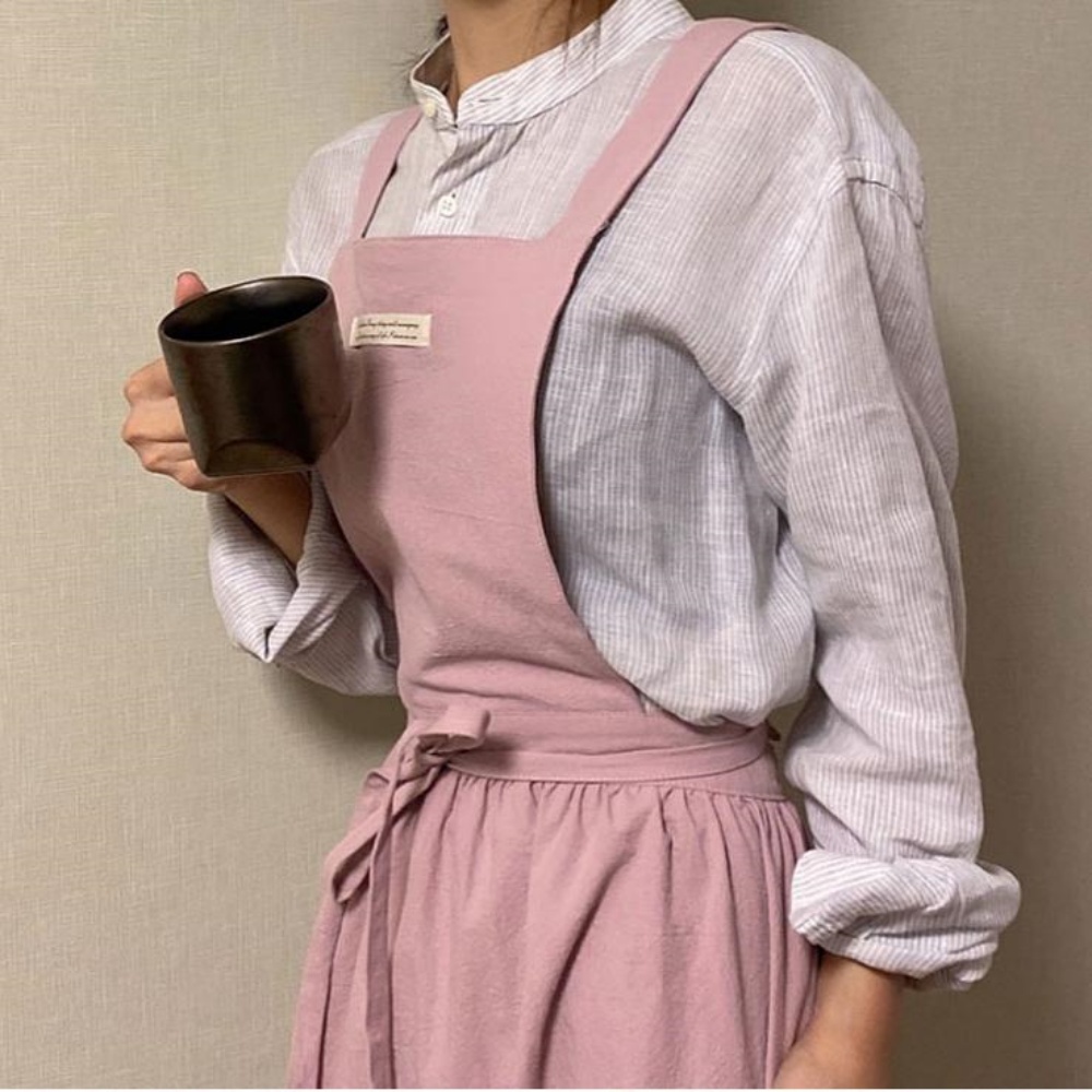 입는앞치마 엉덩이가리는 뷰티샵 덮는 힙한 홀앞치마 린넨 이미지 8