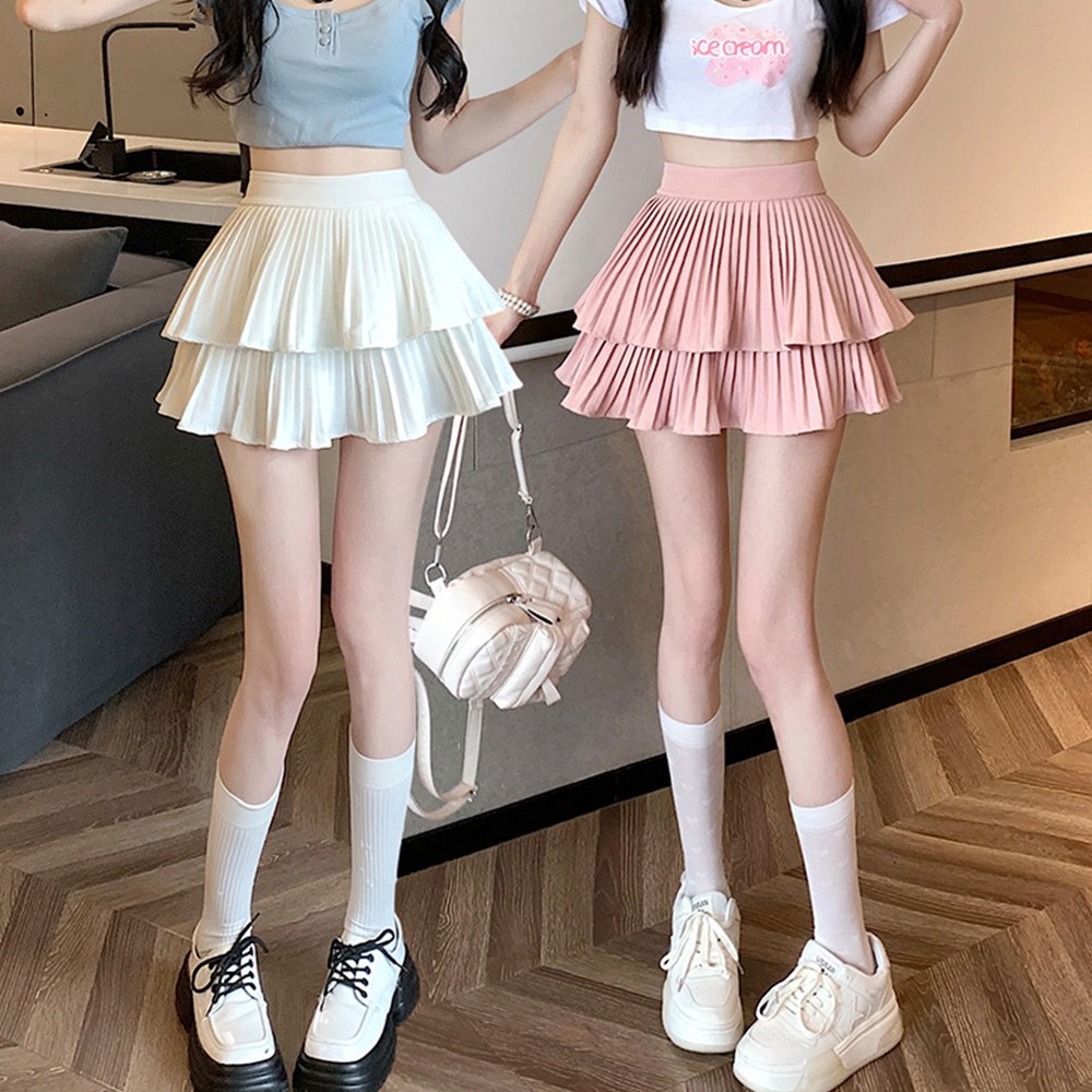 캉캉 미니스커트 검정 플리츠 레이어드 A라인 초미니 짧은 주름 치마 속치마 이미지 6