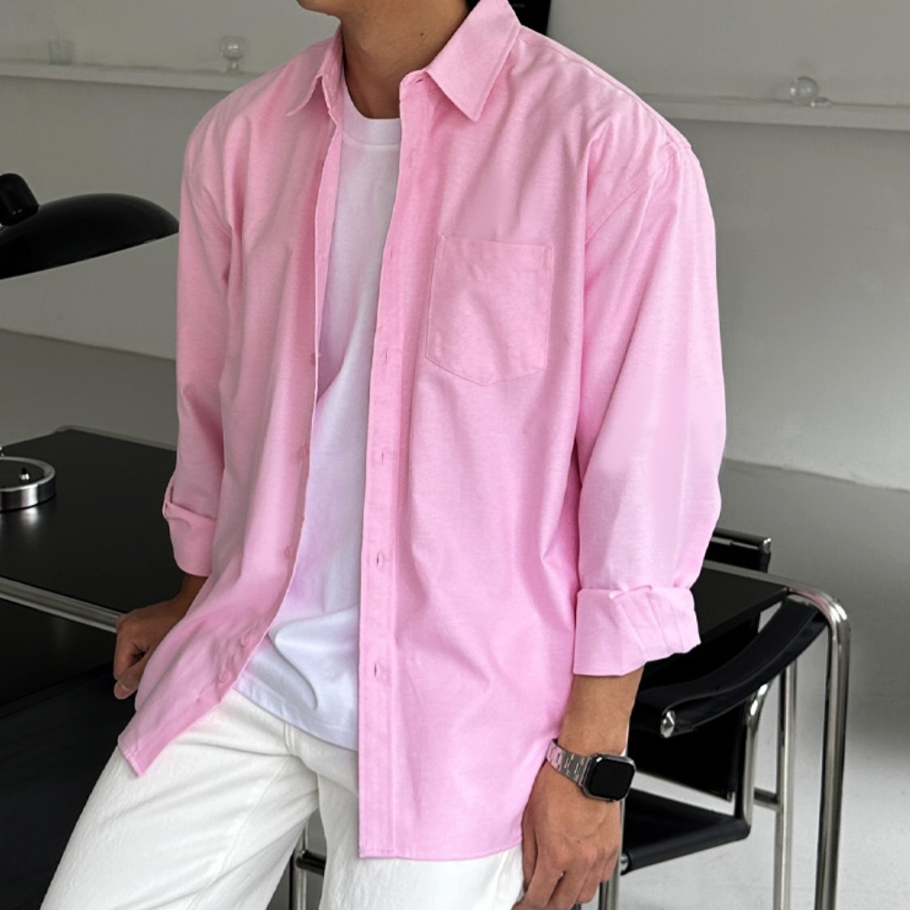 1+1 남자 르르 오버핏 봄 가을 옥스포드 셔츠 10컬러 - 상세 이미지 2