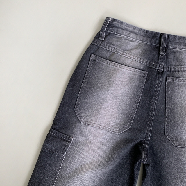 [3단기장/~2XL/하프기장] 잿블 힙 워싱 와이드 카고 버뮤다 여름 5부 청 반바지 데님 팬츠 상세 이미지 46