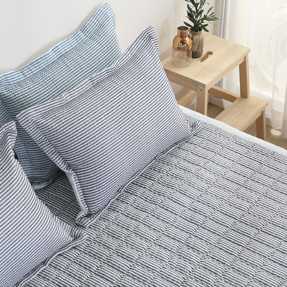 달콤한하루 고정밴드 시어서커 여름 침대패드 매트리스 패드 SS 카이블루