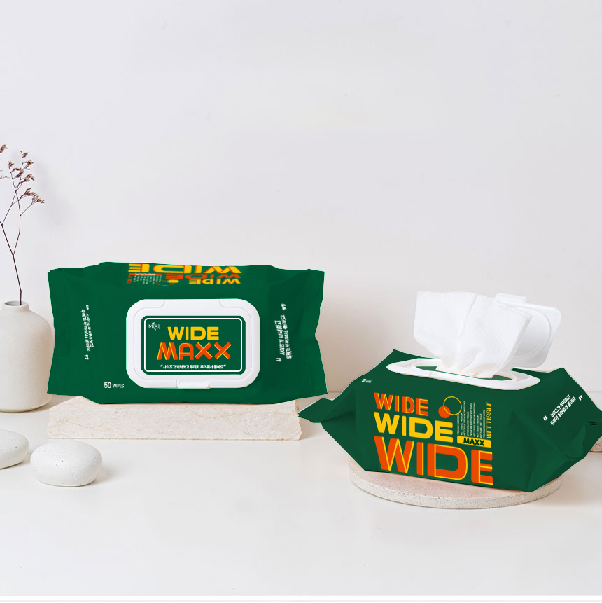 미엘 와이드 빅사이즈 엠보싱 대형 간병용 요양병원용 병원용 물티슈 60매 총10팩