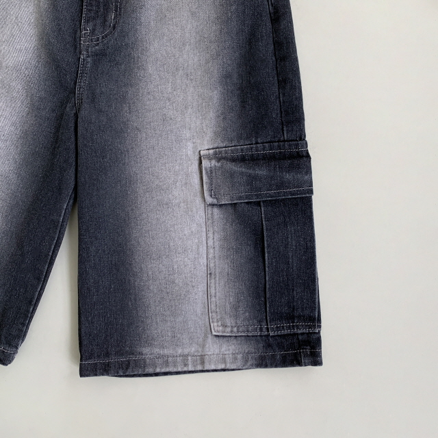 [3단기장/~2XL/하프기장] 잿블 힙 워싱 와이드 카고 버뮤다 여름 5부 청 반바지 데님 팬츠 상세 이미지 44