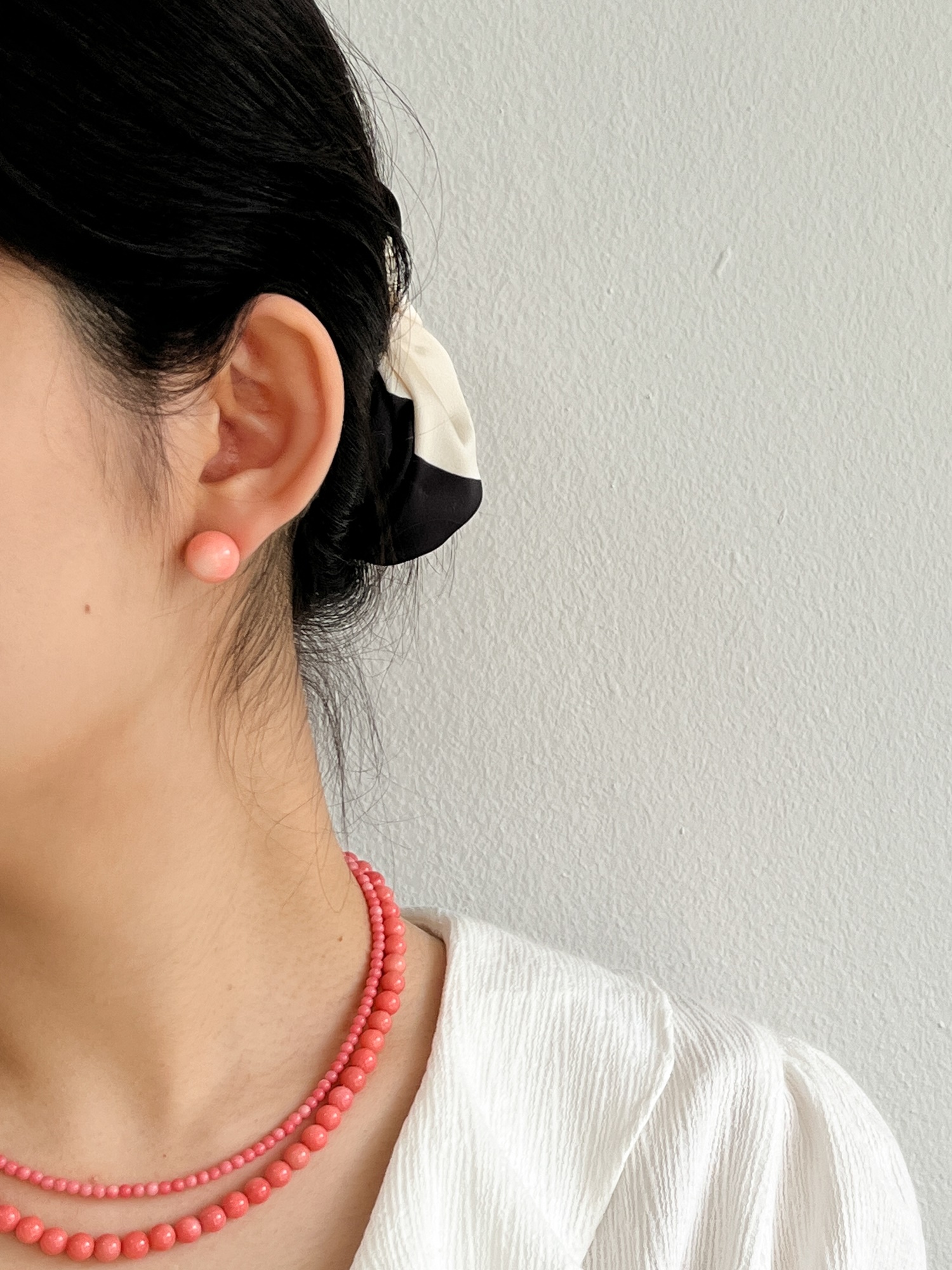 피치 산호석 원석귀걸이 살구 볼귀걸이 여름 볼드이어링 - 상세 이미지 3
