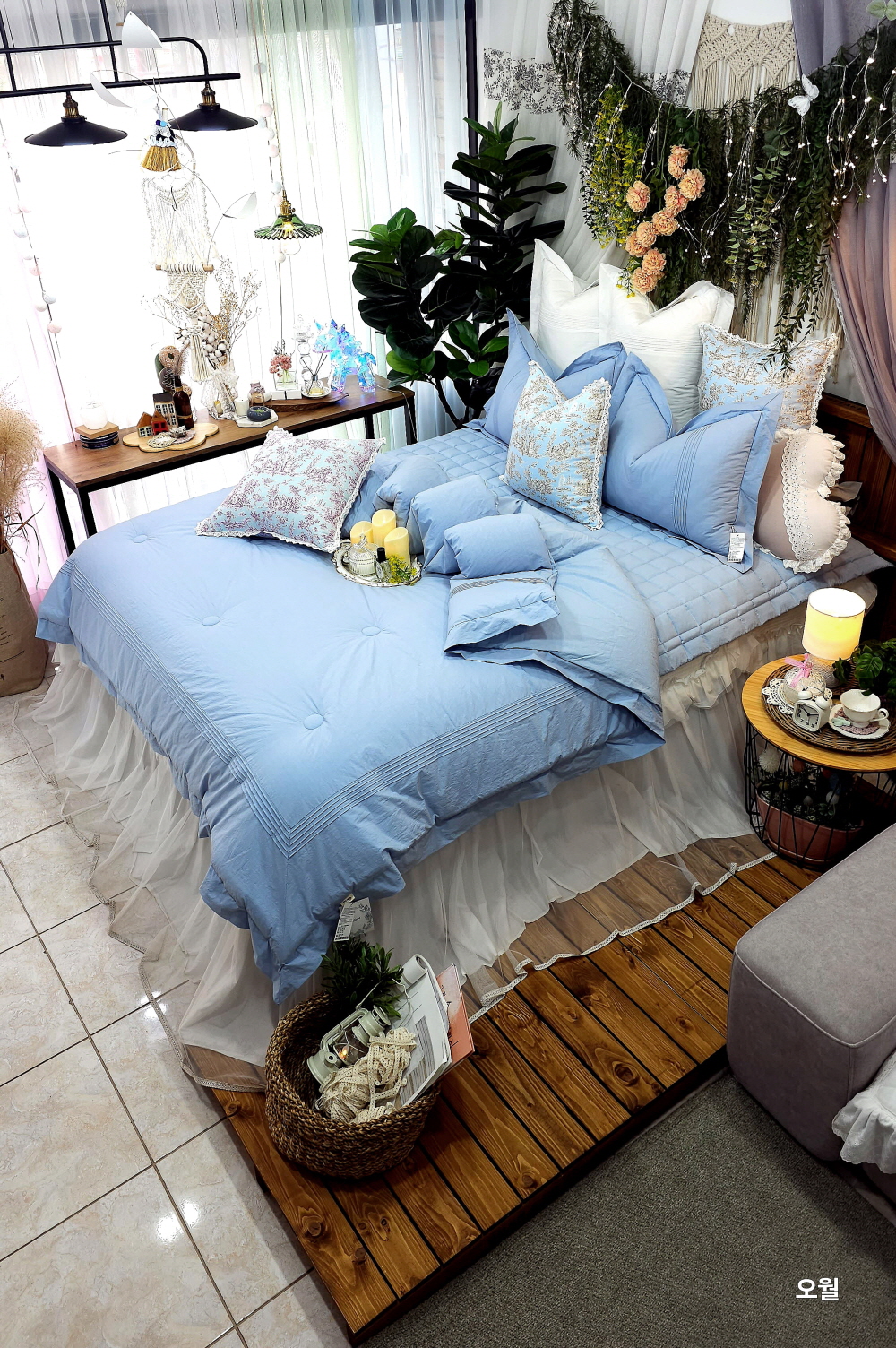 혼수 신혼 겨울 호텔이불 호텔침구 라지킹침구세트 침구류 하늘