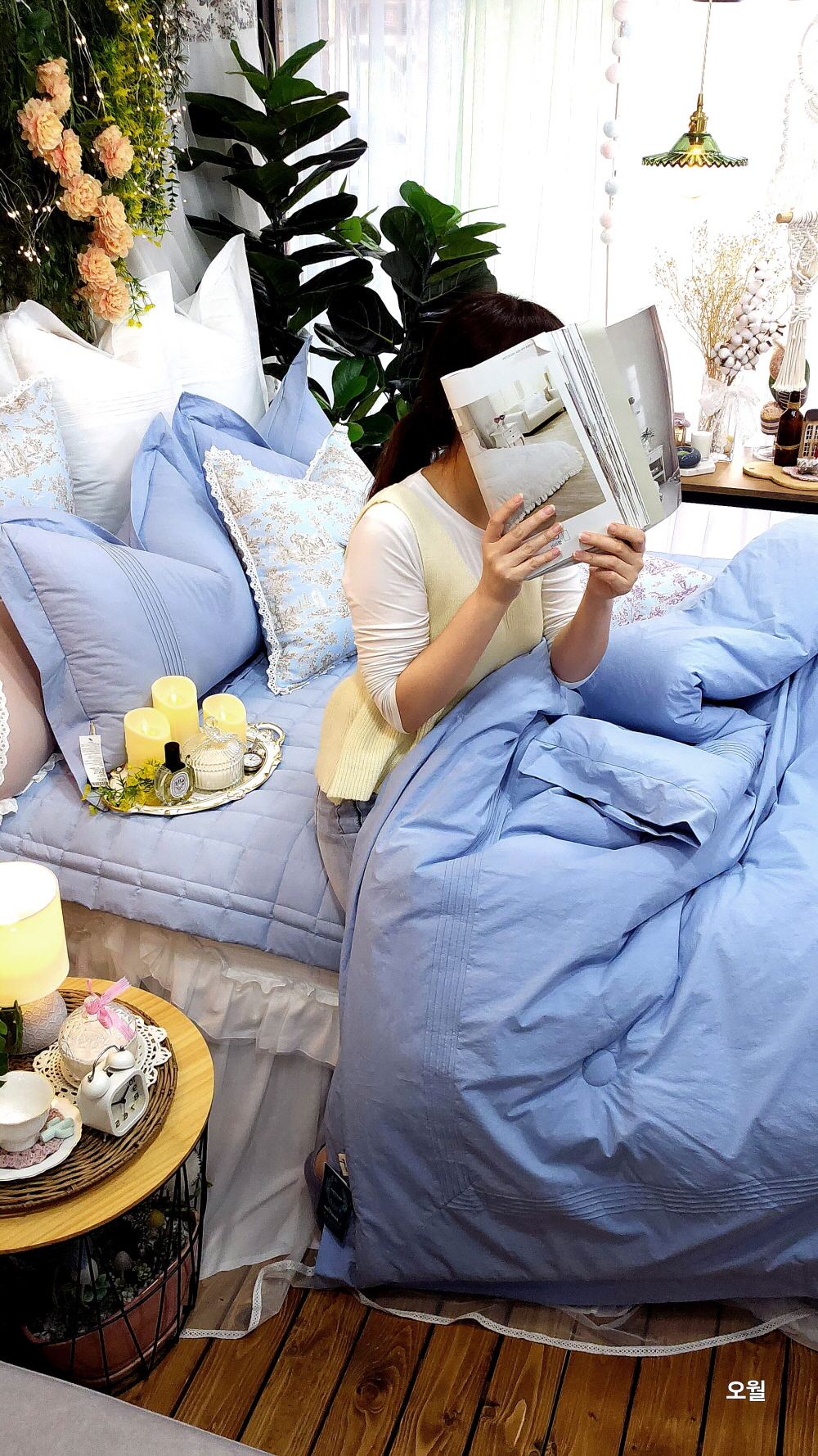 혼수 신혼 겨울 호텔이불 호텔침구 라지킹침구세트 침구류 하늘