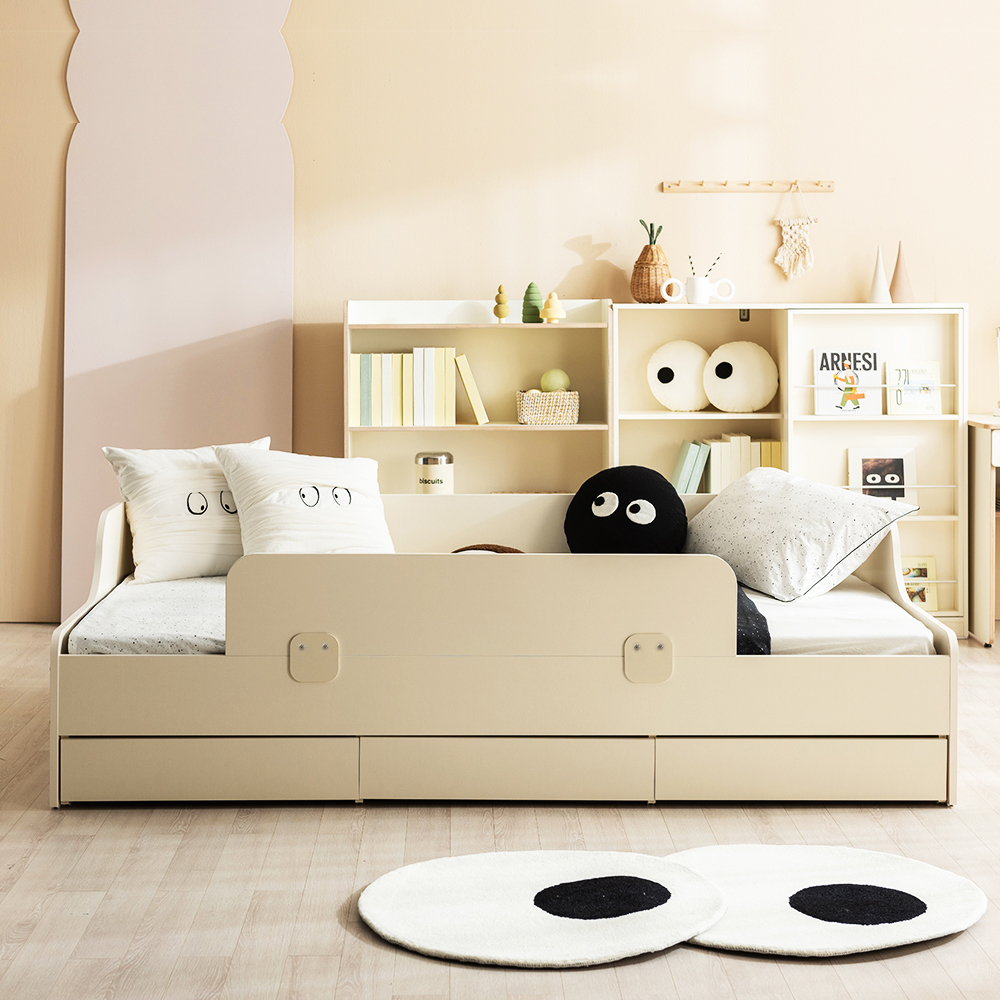 뉴수플레 서랍형 수납 어린이 침대 아이보리