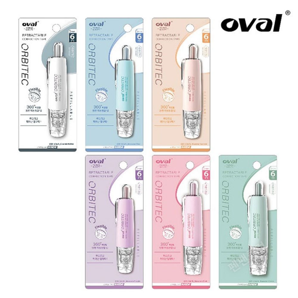 OVAL 오발 수정테이프 마카롱 노크식 수정테이프 화이트수정펜 제품 이미지