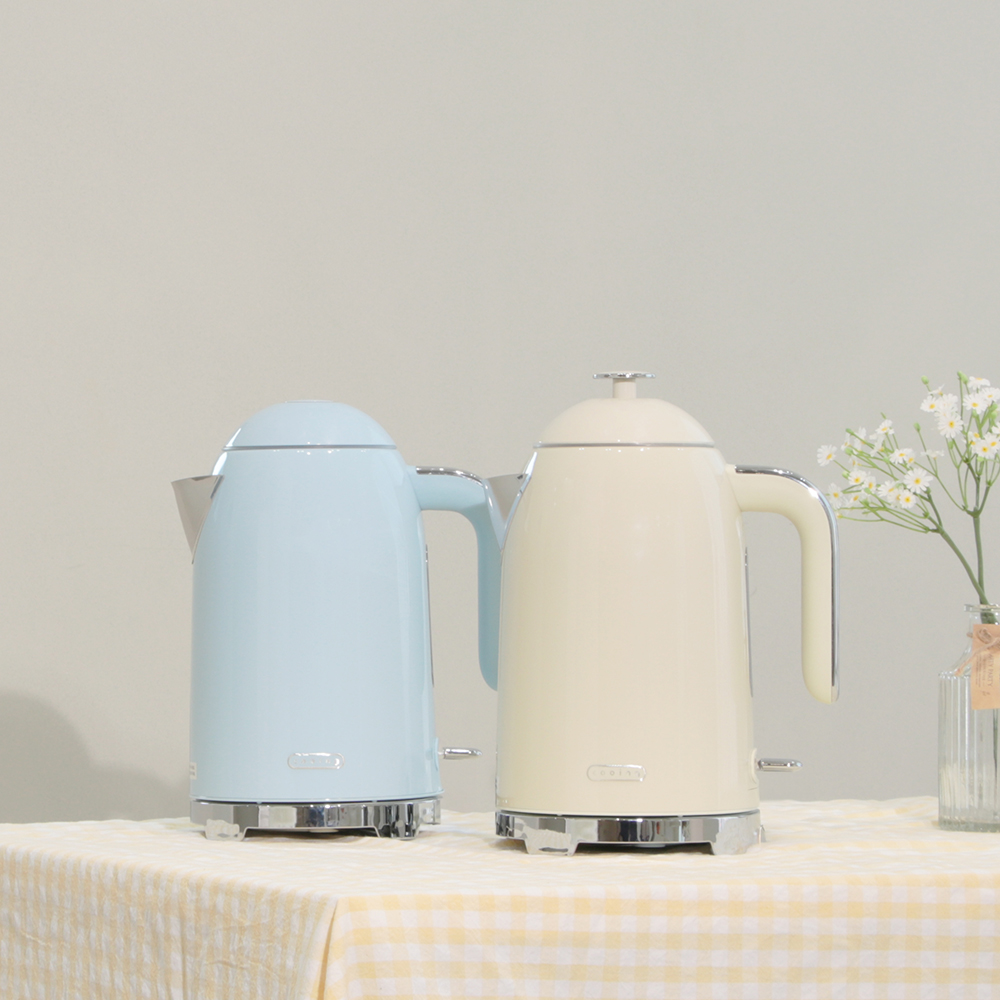 쿠잉 전기포트 KE-1701 블루 커피 분유포트 티 주전자 휴대용 무선 미니 소형 스텐