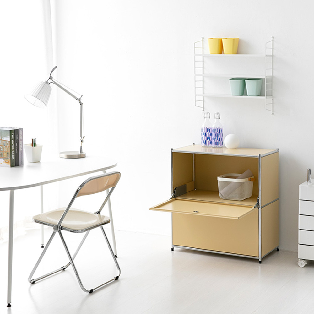 심플리 수납장 BC016 770mmx400mmx820mm, 2단, 솔리드베이지 9737.3534 - 상세 이미지 4