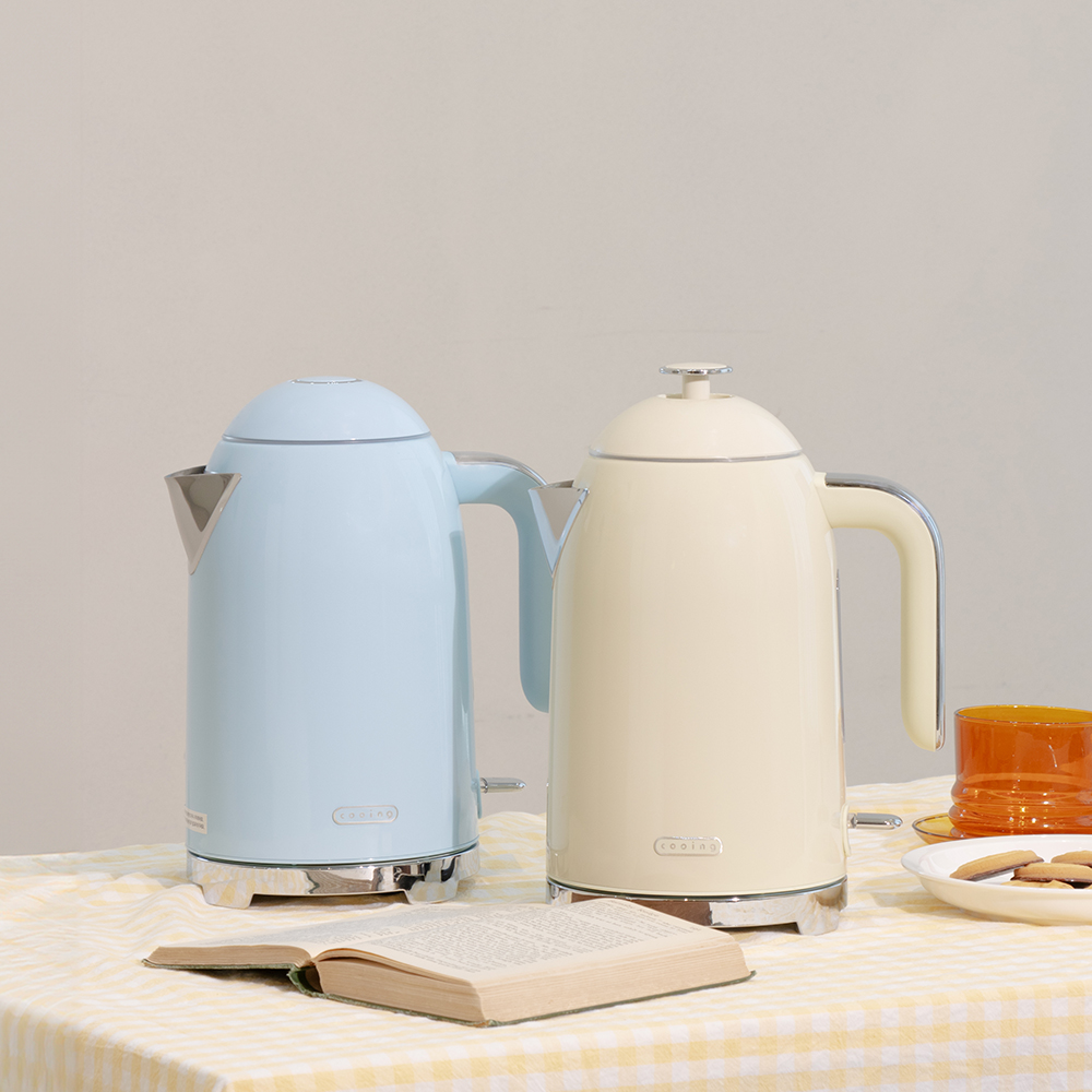 쿠잉 전기포트 KE-1701 블루 커피 분유포트 티 주전자 휴대용 무선 미니 소형 스텐