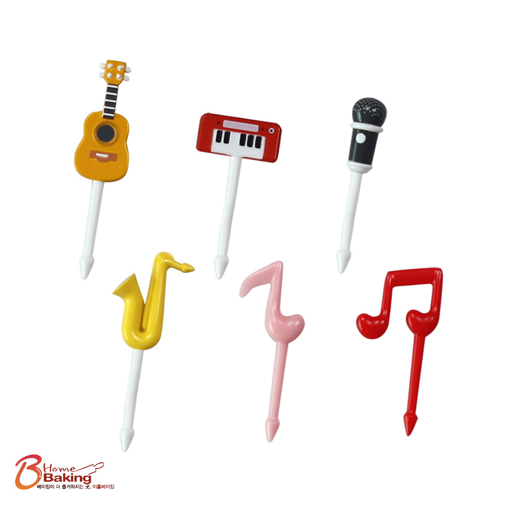 악기픽6p 꾸미기 데코 포크 피크닉 토루네픽 과일꼬지 도시락꼬치 꽂이 픽 소풍 도시락꼬지