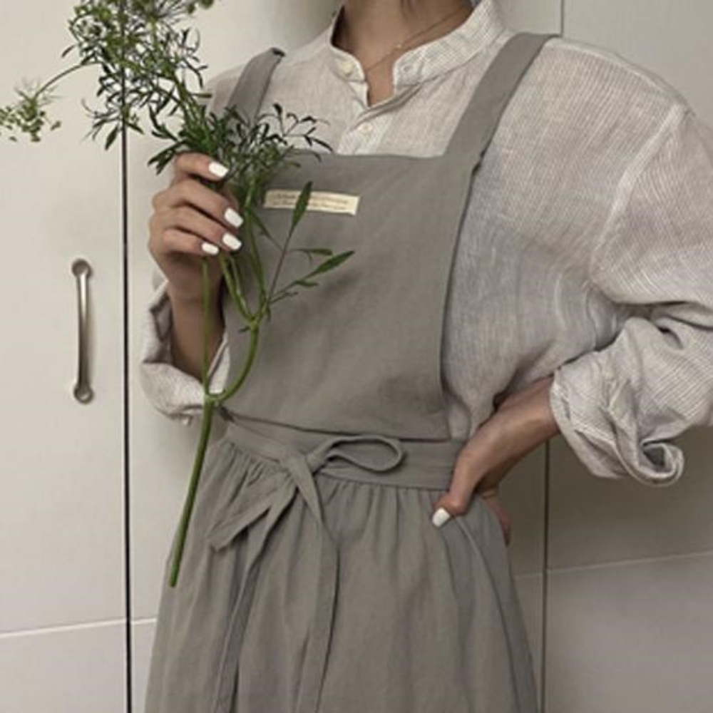 입는앞치마 엉덩이가리는 뷰티샵 덮는 힙한 홀앞치마 린넨 - 상세 이미지 2