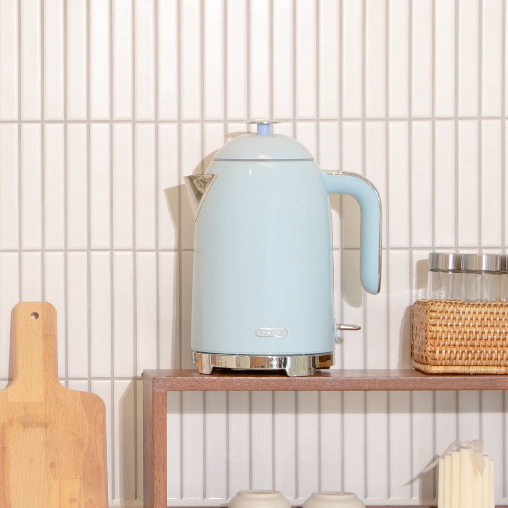 쿠잉 전기포트 KE-1701 블루 커피 분유포트 티 주전자 휴대용 무선 미니 소형 스텐