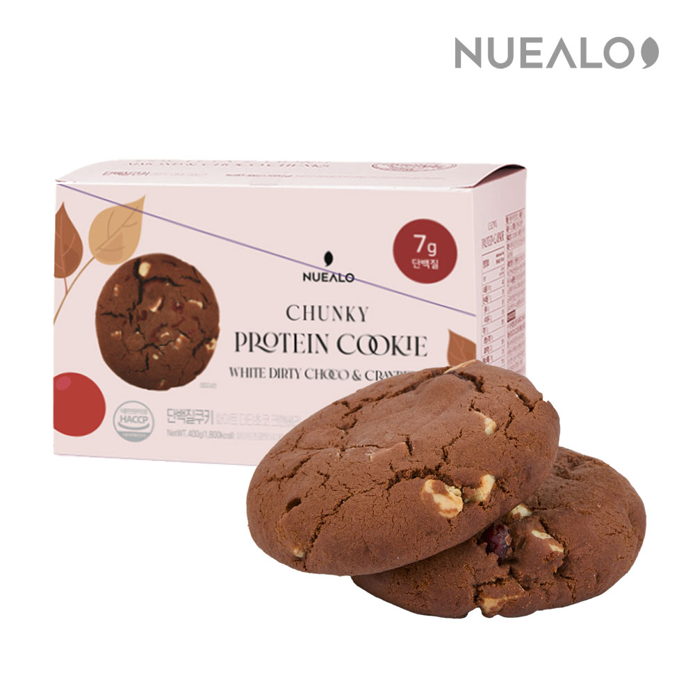 누알로 꾸덕한 단백질 쿠키 화이트더티초코 앤 크랜베리 맛 10개입 1박스 400g 이미지 6