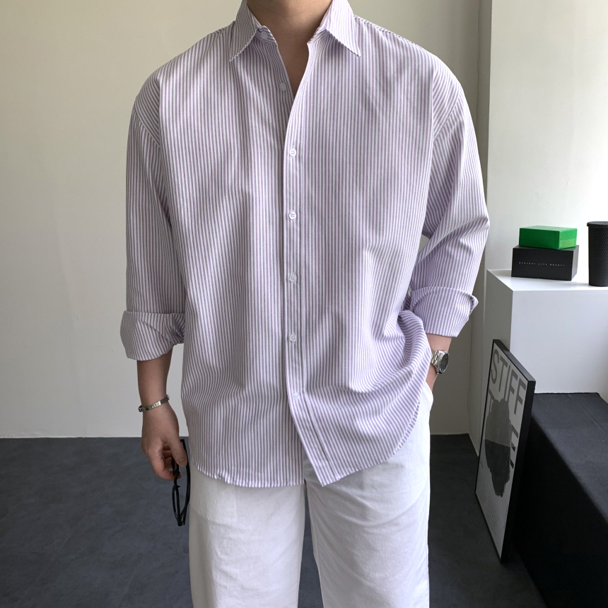 옥스포드셔츠 남자소라색셔츠 남자오버핏남방 - 상세 이미지 2