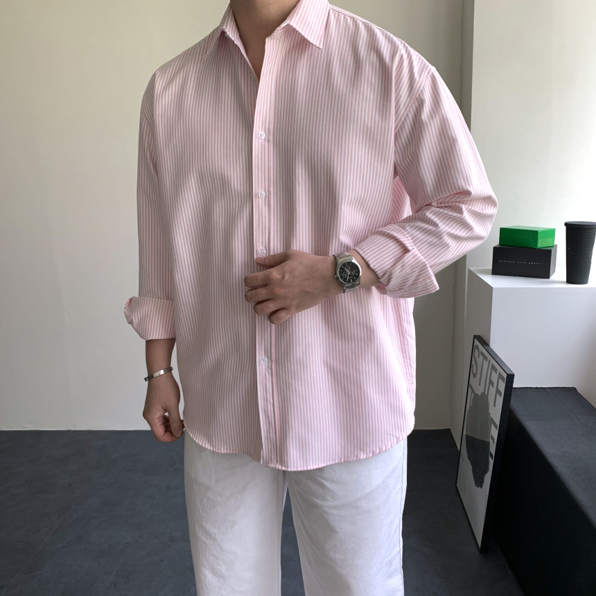옥스포드셔츠 남자소라색셔츠 남자오버핏남방 - 상세 이미지 3
