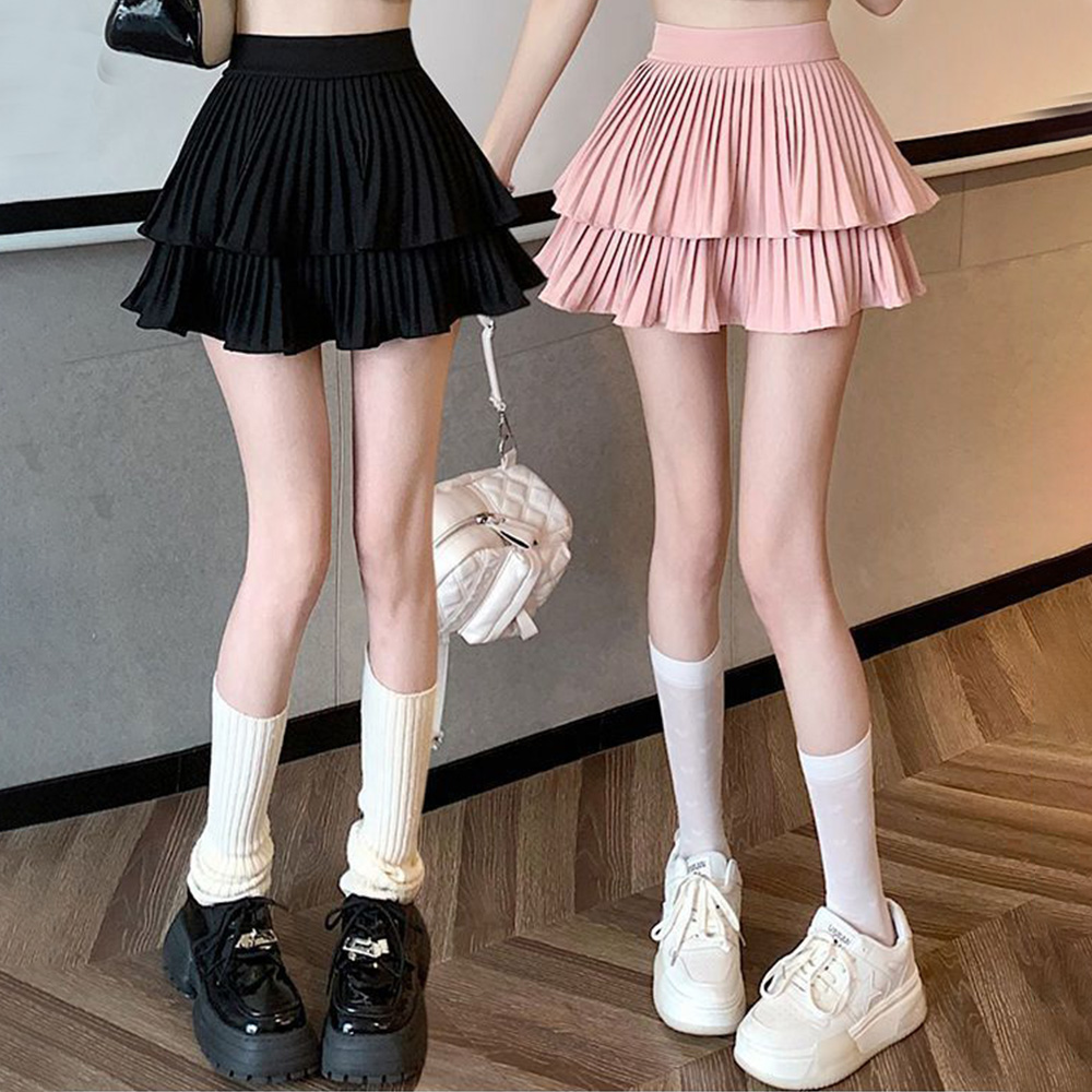 캉캉 미니스커트 검정 플리츠 레이어드 A라인 초미니 짧은 주름 치마 속치마 이미지 8