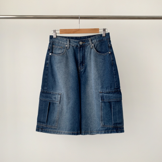 [3단기장/~2XL/하프기장] 잿블 힙 워싱 와이드 카고 버뮤다 여름 5부 청 반바지 데님 팬츠 상세 이미지 55