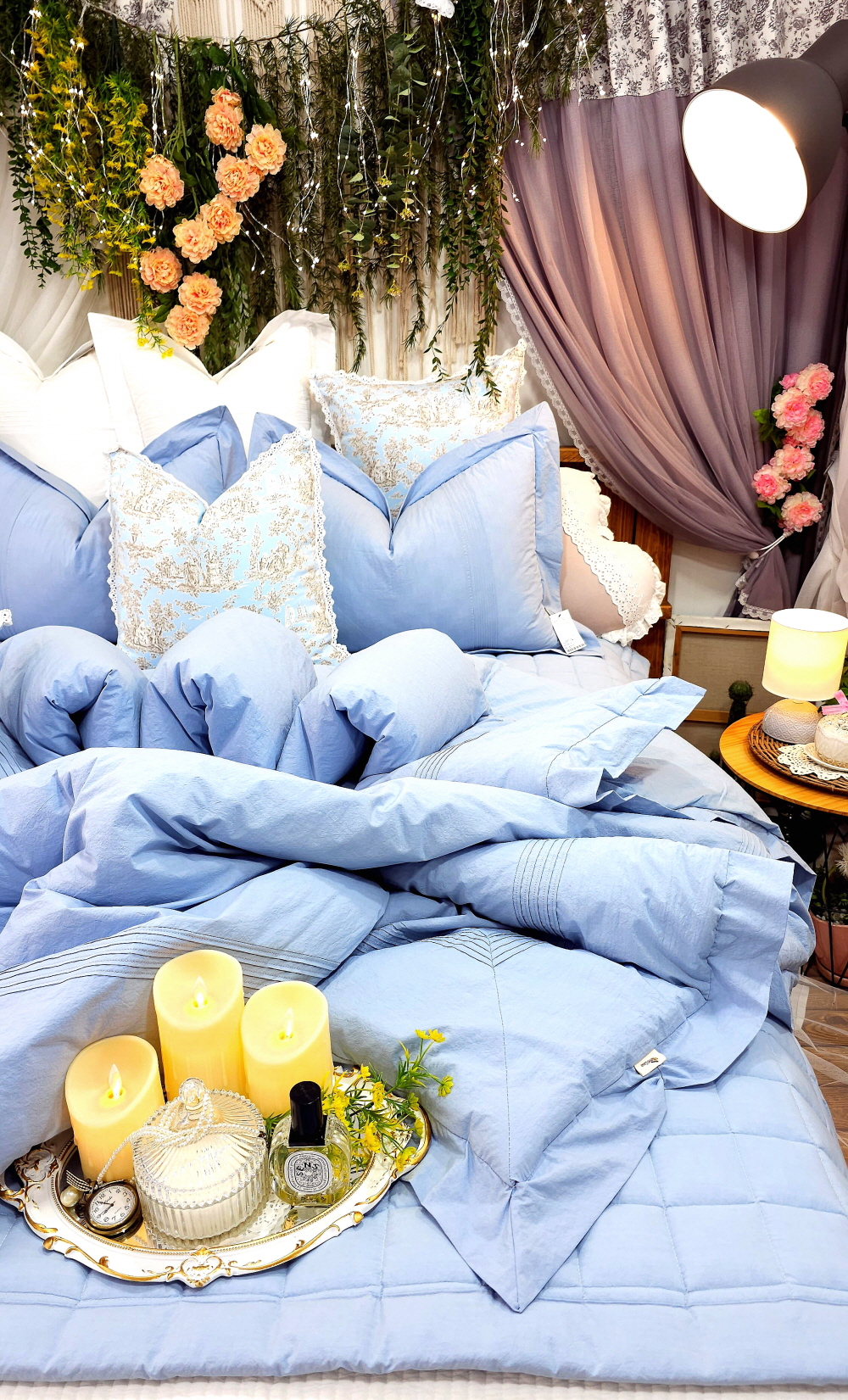 혼수 신혼 겨울 호텔이불 호텔침구 라지킹침구세트 침구류 하늘