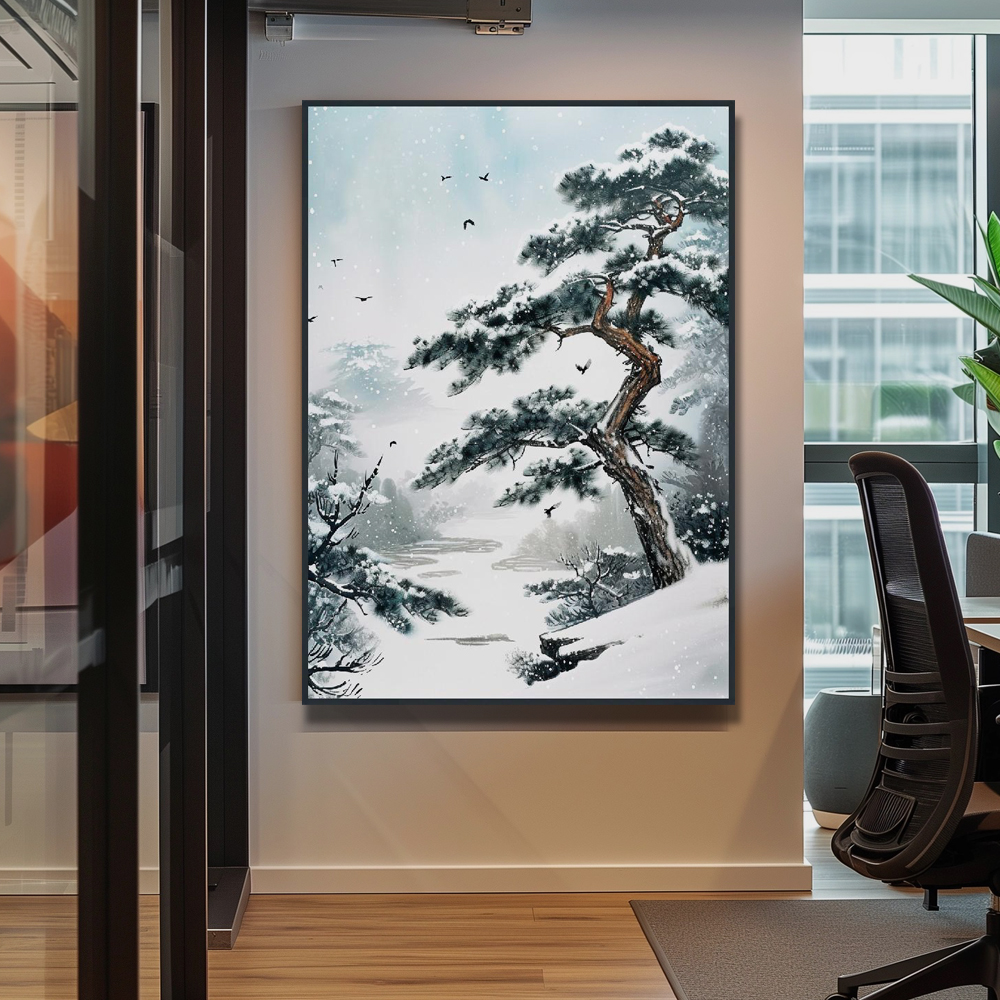 노을 소나무 A3 29.7X42cm 무광블랙 알루미늄액자 소나무그림 - 상세 이미지 3