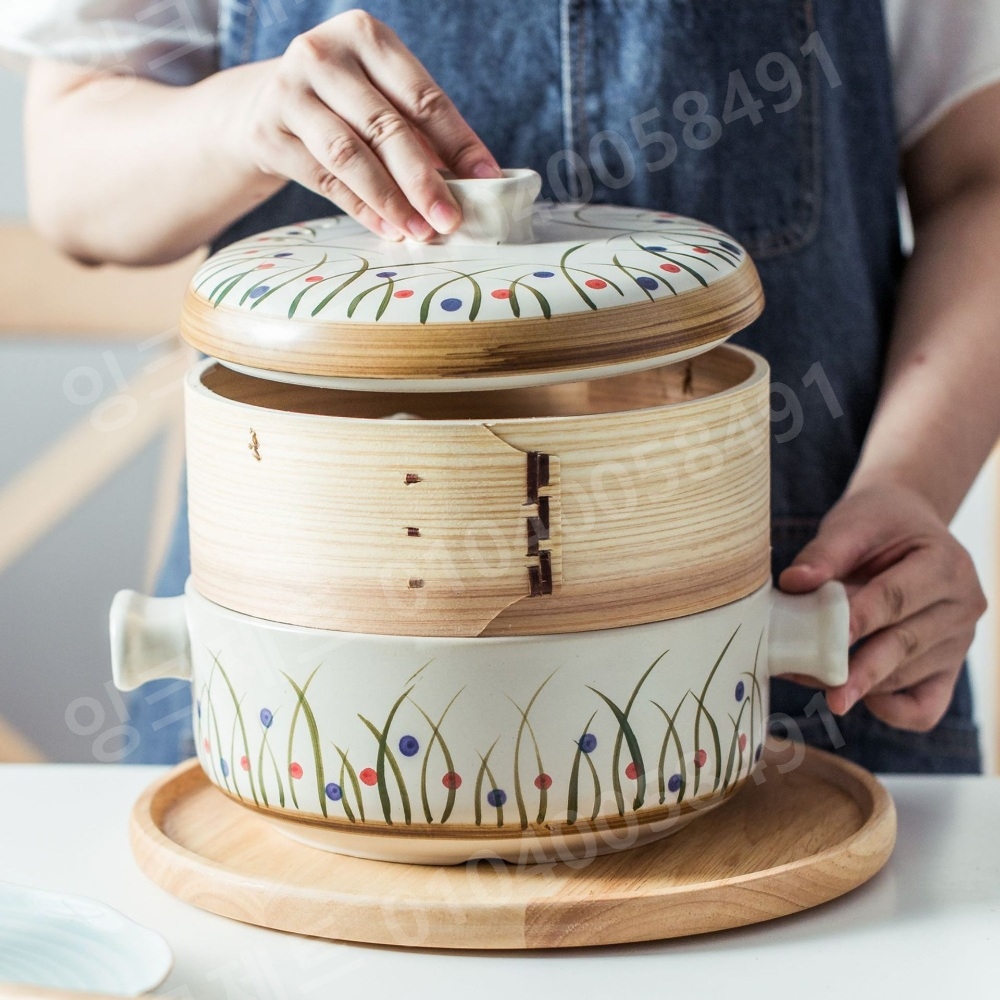 도자기 찜기 나무 떡시루 호빵 증기 스팀 고온 소형 - 상세 이미지 2