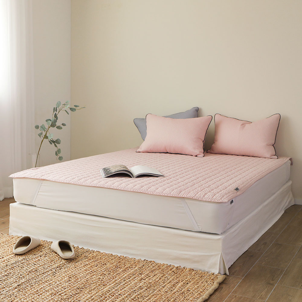 여름 항균 고정밴드 침대패드 SS 시어서커 화이트