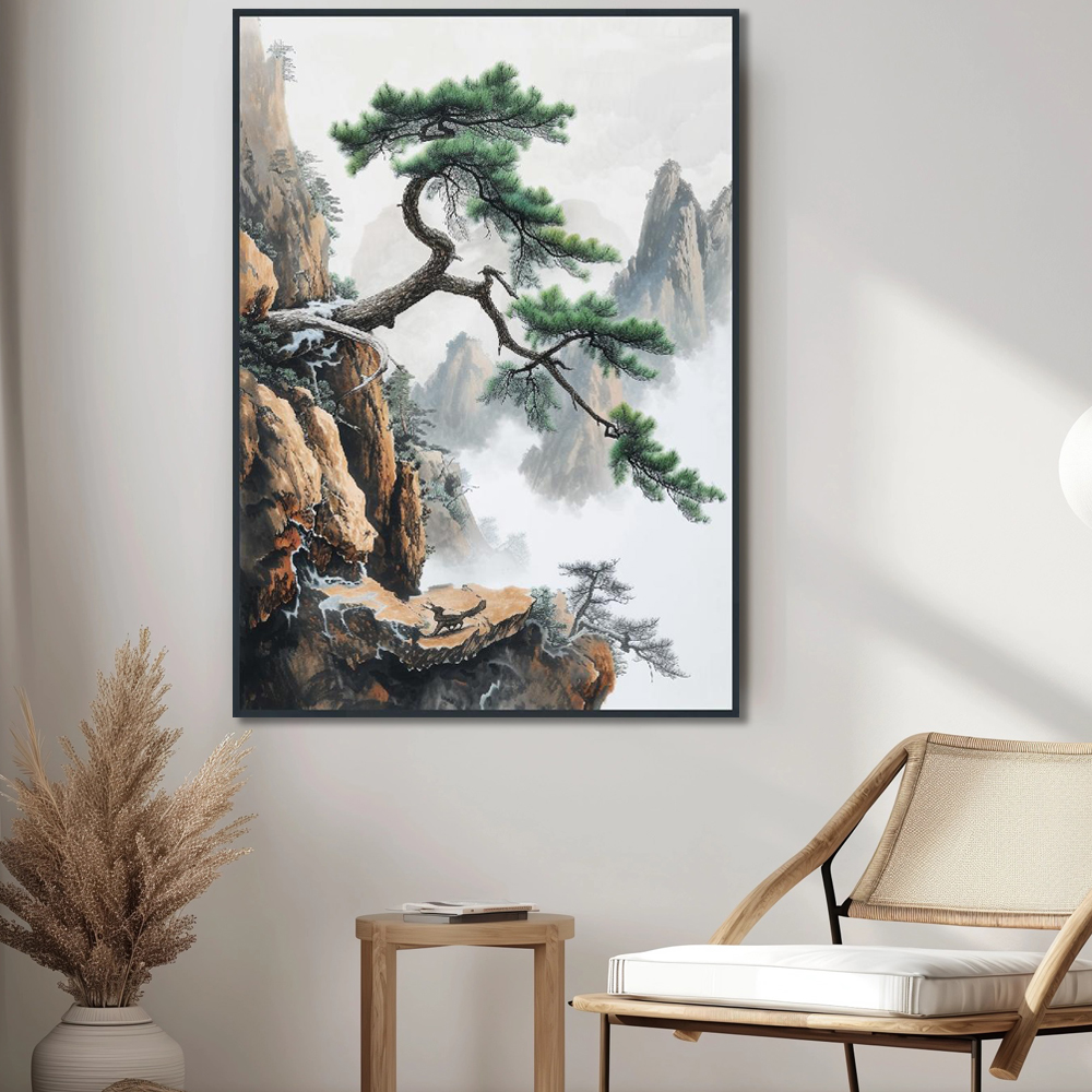 노을 소나무 A3 29.7X42cm 무광블랙 알루미늄액자 소나무그림 - 상세 이미지 2