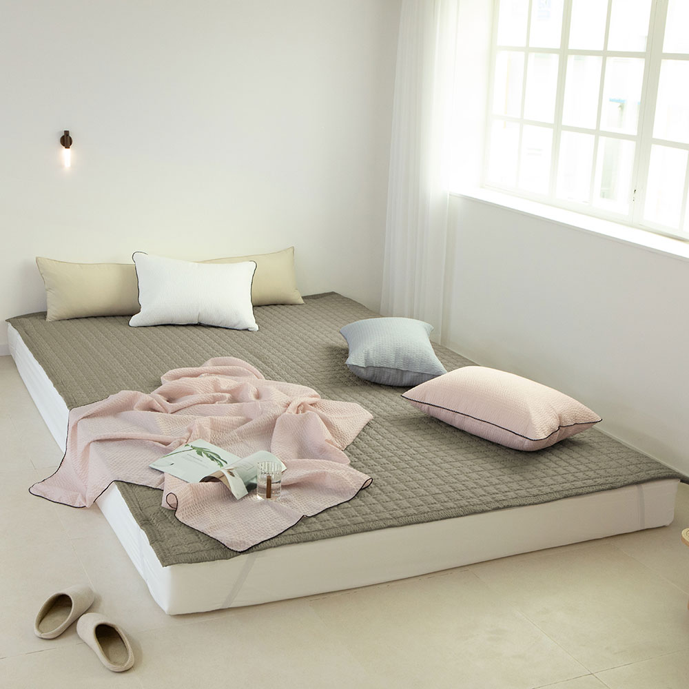 여름 항균 고정밴드 침대패드 SS 시어서커 화이트