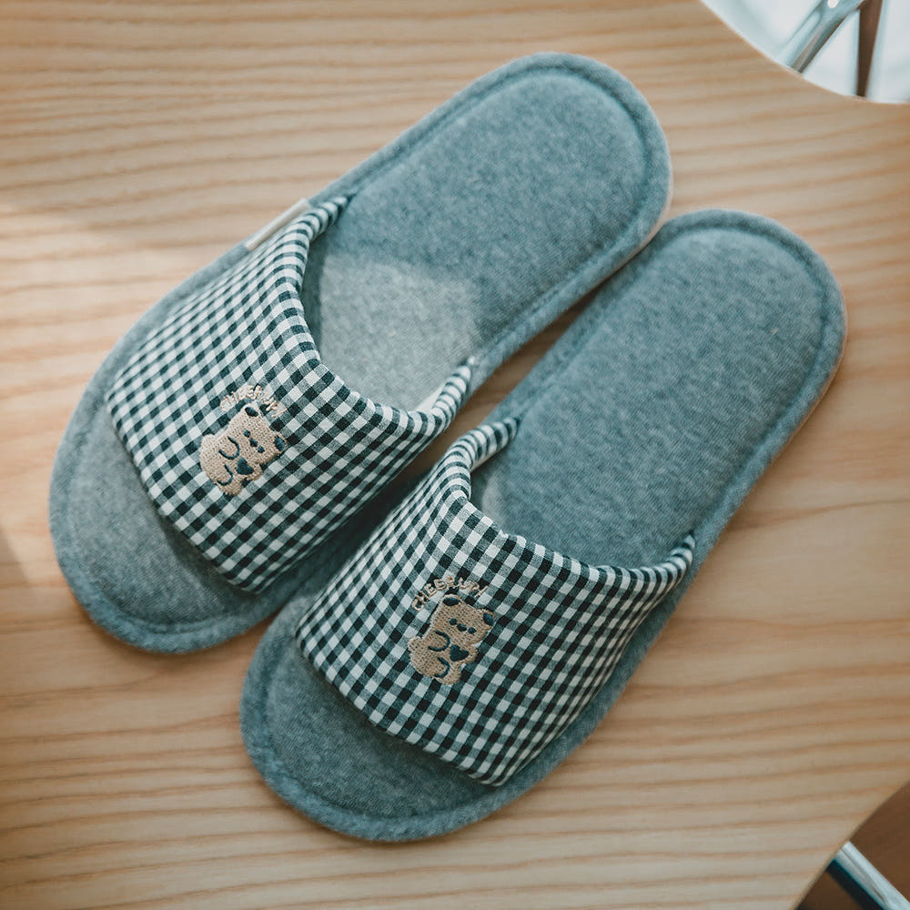 소소모소 체크 타올 자수 거실화