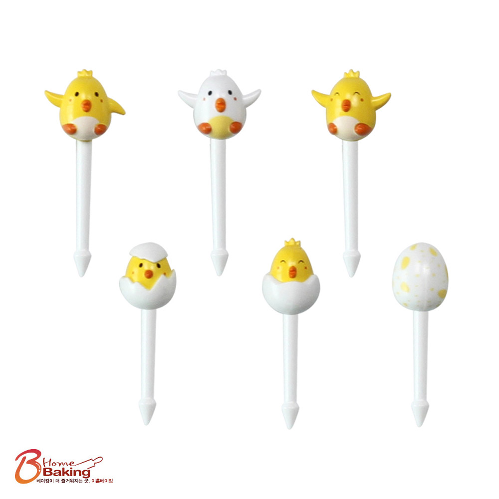 병아리픽6p 데코 포크 피크닉 토루네픽 과일꼬치 꾸미기 과일꽂이 모양꼬지 소풍도시락