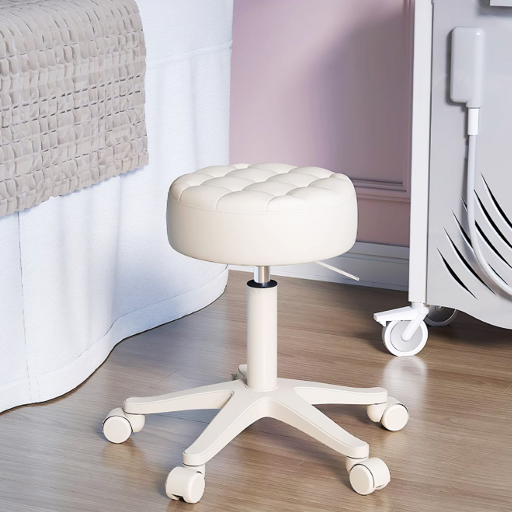 공간녹백 미용 의자 원형 스툴 작업 보조 스톨 베이지