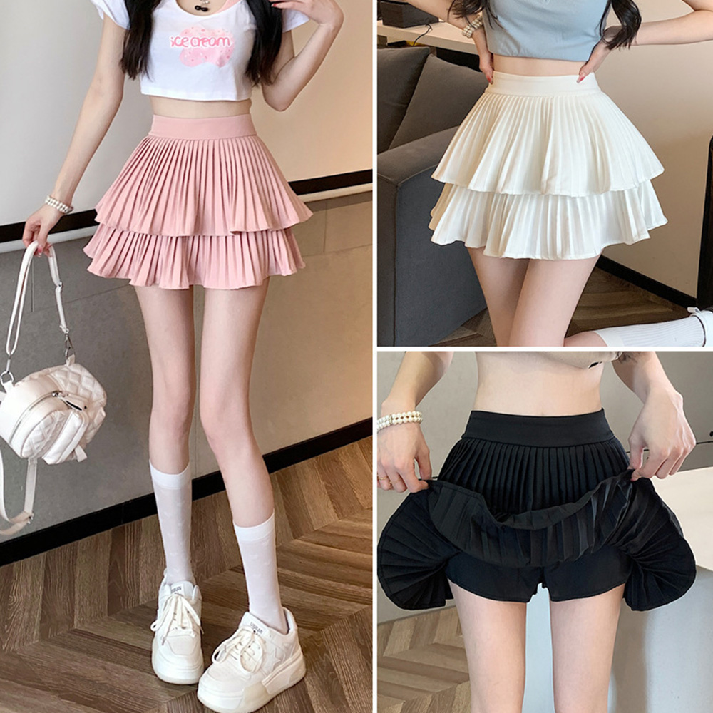 캉캉 미니스커트 검정 플리츠 레이어드 A라인 초미니 짧은 주름 치마 속치마 - 상품 이미지