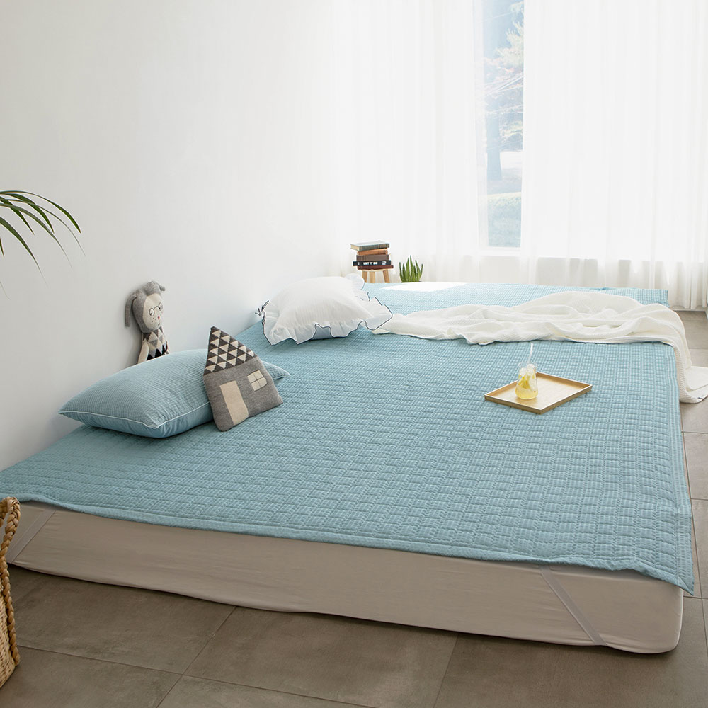 여름 항균 고정밴드 침대패드 SS 시어서커 화이트