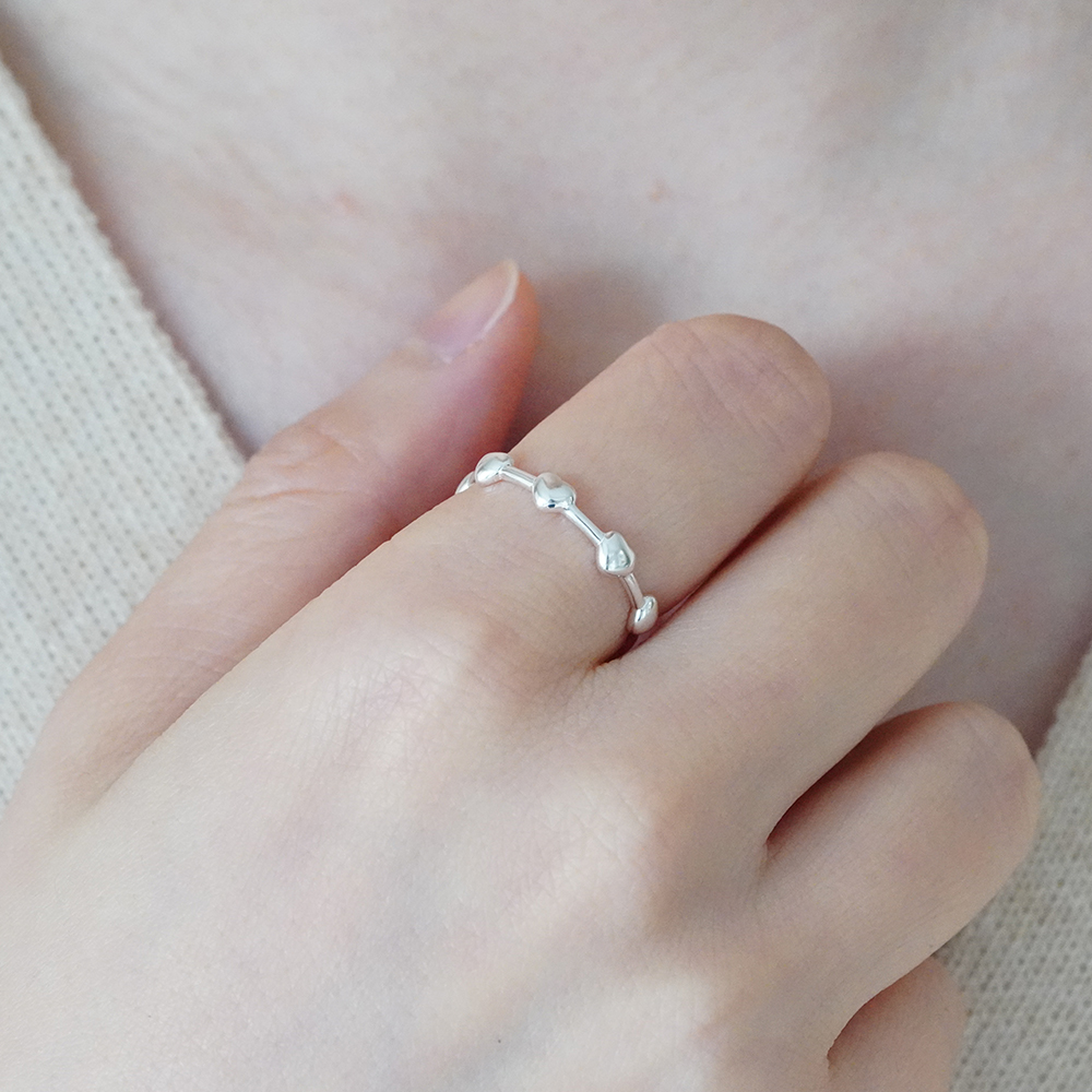 실버925 하트 엄지 레이어드 반지 볼드 - 상세 이미지 3