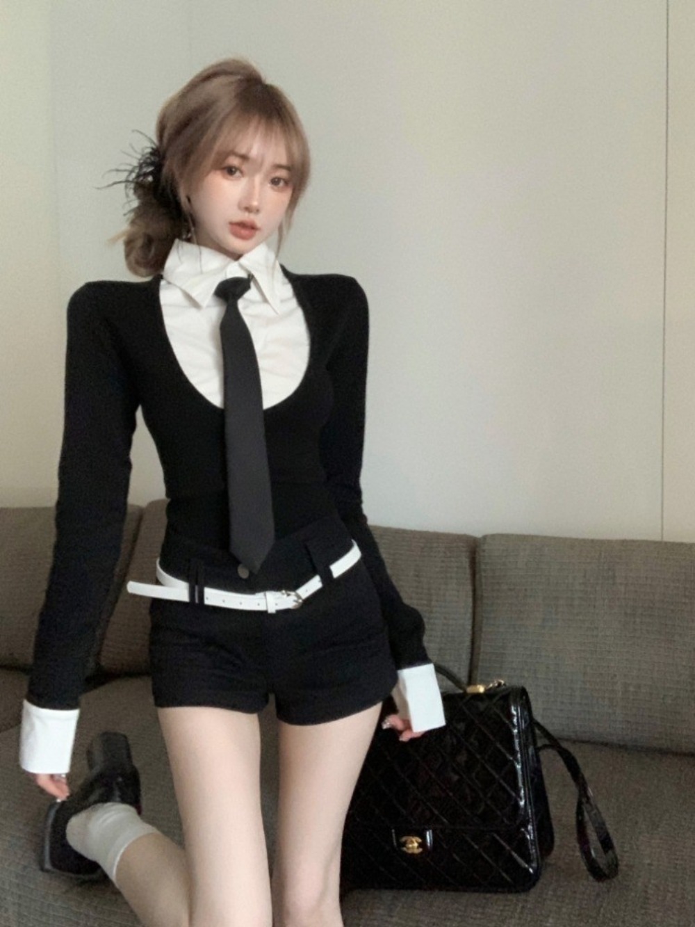 나솔사계 경리 블라우스 섹시 넥타이 - 상세 이미지 5