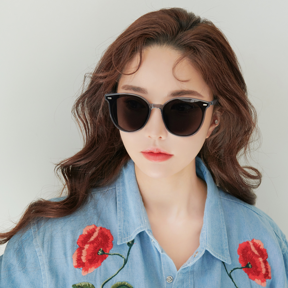 오버사이즈 대두 동글이 뿔테 UV 시력보호 자외선차단 편광 선글라스 블랙 그레이