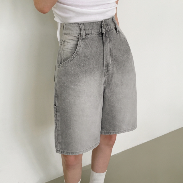 [2단기장/~2XL/뒷밴딩] 릴프 힙 워싱 와이드 카고 하프 버뮤다 여름 5부 청 반바지 데님 팬츠 상세 이미지 30