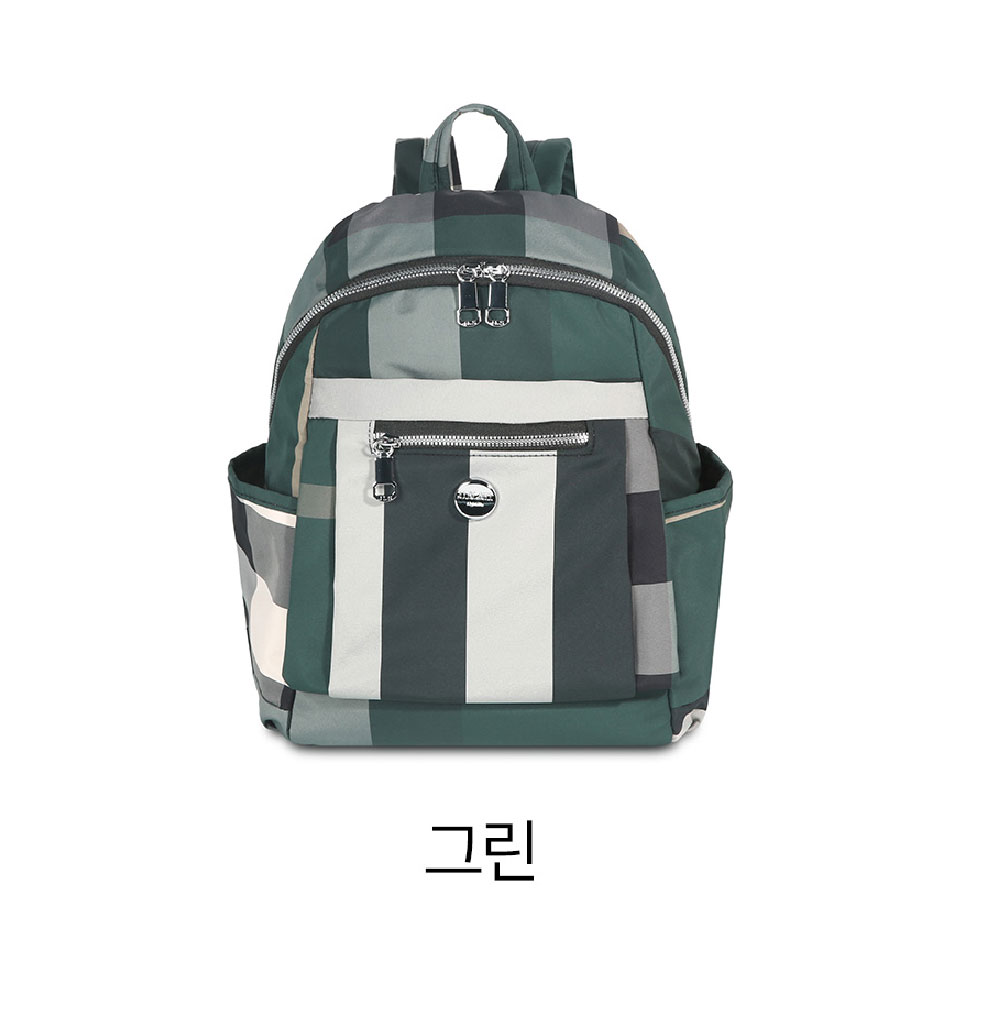 중년 여성 할머니 가벼운백팩 체크 무늬 패턴 등에메는 가방 나들이 외출 여행 미디움 백팩 - 상세 이미지 4