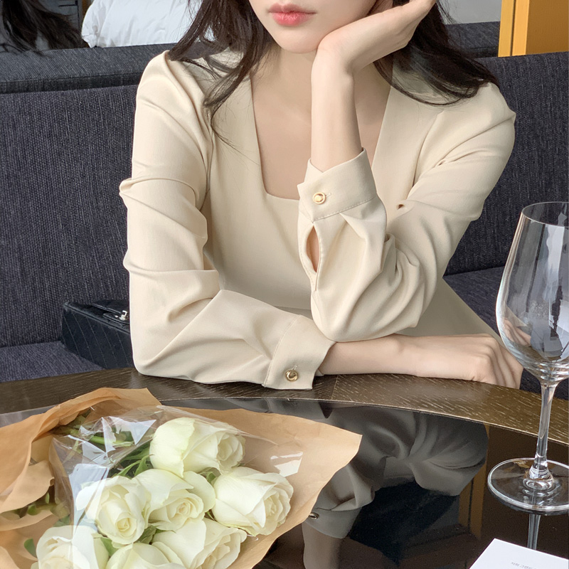 오브미 리본 페플럼 스퀘어넥 블라우스 bs7878 - 상세 이미지 4