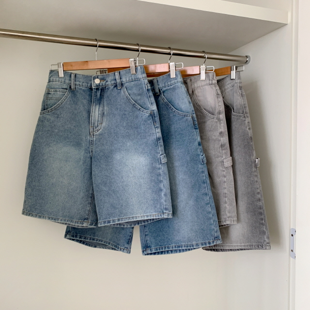 [2단기장/~2XL/뒷밴딩] 릴프 힙 워싱 와이드 카고 하프 버뮤다 여름 5부 청 반바지 데님 팬츠 상세 이미지 32