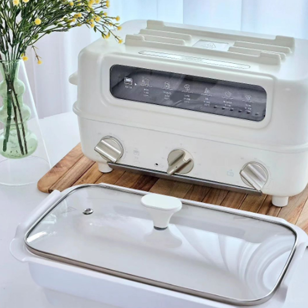 단미 2단 전기 그릴 3in1 멀티쿠커 생선구이 꼬치 샤브샤브 전골냄비 2L 미니 오븐