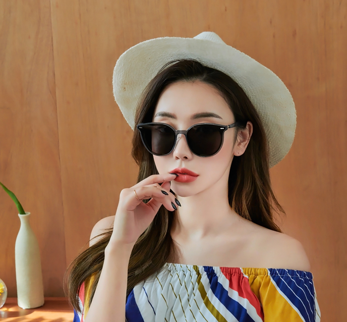 오버사이즈 대두 동글이 뿔테 UV 시력보호 자외선차단 편광 선글라스 블랙 그레이