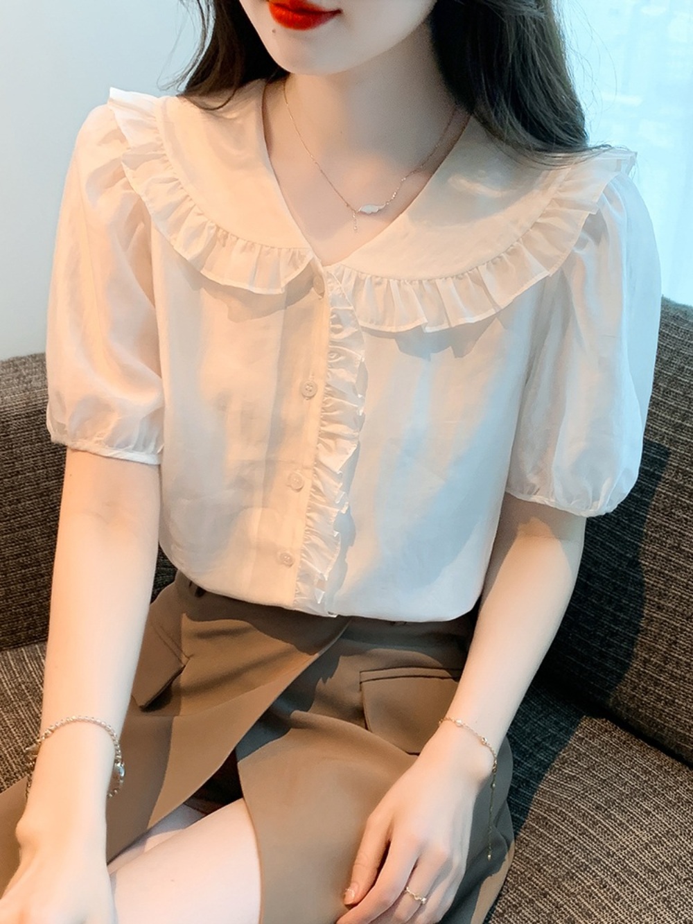 환승연애3 김예원 블라우스 반팔 귀여운 프릴 - 상세 이미지 4