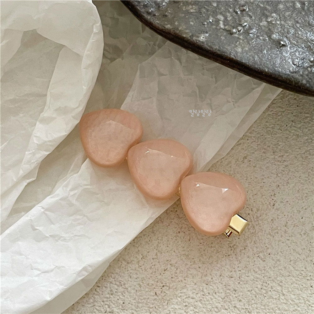하트집게핀 유광 예쁜 옆머리핀 단발머리 삔 - 상세 이미지 2