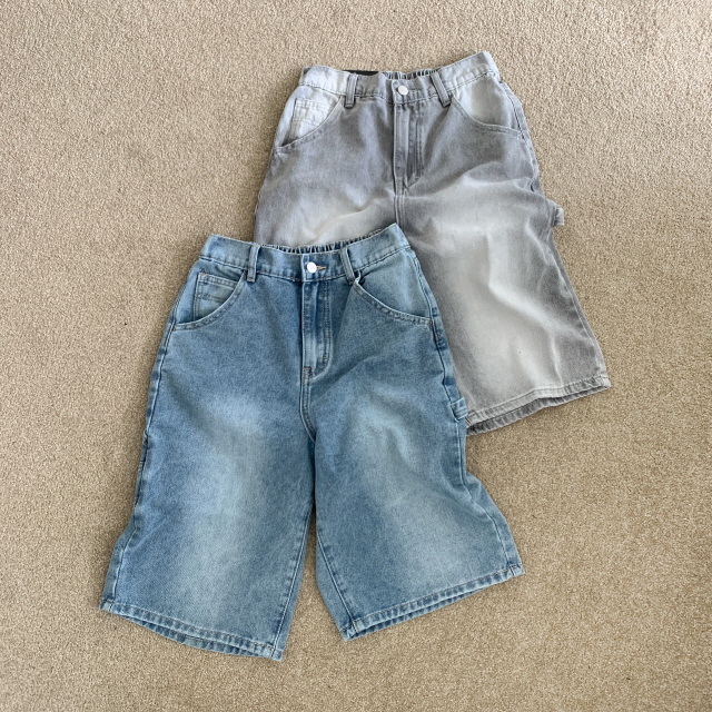 [2단기장/~2XL/뒷밴딩] 릴프 힙 워싱 와이드 카고 하프 버뮤다 여름 5부 청 반바지 데님 팬츠 상세 이미지 43