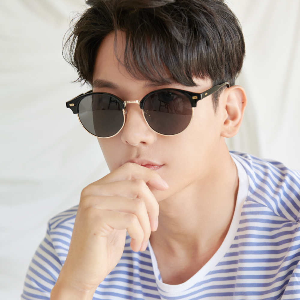 데일리 커플 가벼운 UV 시력보호 자외선 하금테 뿔테 선글라스